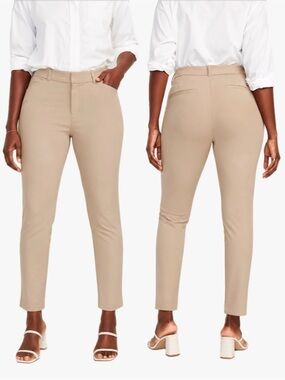 Old Navy High Rise Pixie Skinny Pants Size 12 Beige Stretch Ankle Career